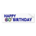 Happy 60th Birthday Gifts in Balloon Font bumper stickers by BirthdayZone Happy 60th Birthday Gifts in Balloon Font bumper stickers