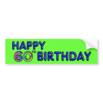 Happy 60th Birthday Gifts in Balloon Font bumper stickers by BirthdayZone Happy 60th Birthday Gifts in Balloon Font bumper stickers