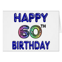 Happy 60th Birthday Gifts in Balloon Font Card