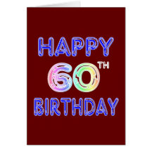 Happy 60th Birthday Gifts in Balloon Font Greeting Card