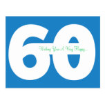 Happy 60th Birthday Milestone Postcards - in Blue