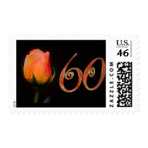 Happy 60th Birthday sixties sixty 60 60th rose Stamps