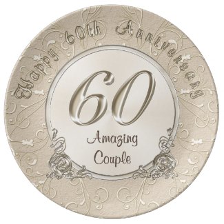 Happy 60th Wedding Anniversary Gifts CUSTOMIZABLE Dinner Plate