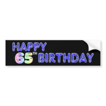 Happy 65th Birthday in Balloon Font bumper stickers by BirthdayZone Happy 65th Birthday in Balloon Font bumper stickers