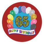 Happy 65th Birthday with Balloons Sticker