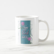 Happy 65th birthday with fun flowers mugs