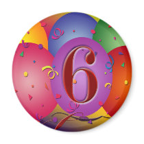 Happy 6th Birthday Balloons! Magnets