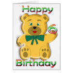 Happy 6th Birthday Teddy Bear Card
