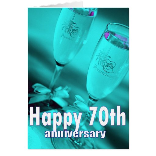 Happy 70th anniversary champagne celebration card
