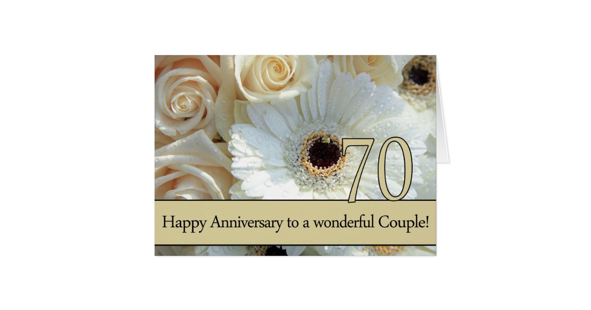 Happy 70th Anniversary Roses Card Zazzle