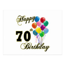 Happy 70th Birthday Gifts and Birthday Apparel Post Cards