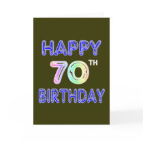 Happy 70th Birthday Gifts in Balloon Font Greeting Card