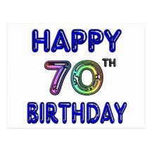 Happy 70th Birthday Gifts in Balloon Font Post Card