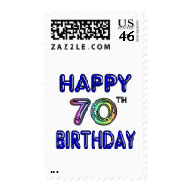 Happy 70th Birthday Gifts in Balloon Font Stamps