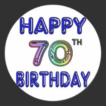 Happy 70th Birthday Gifts in Balloon Font Stickers