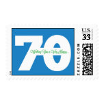 Happy 70th birthday postage in blue