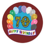 Happy 70th Birthday with Balloons Round Stickers