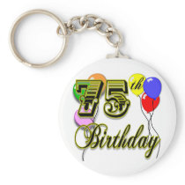 Happy 75th Birthday Celebration Keychains
