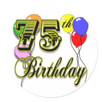 Happy 75th Birthday Celebration Sticker