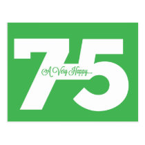 Happy 75th Birthday Milestone Postcards - in green postcards