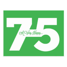 Happy 75th Birthday Milestone Postcards - in green