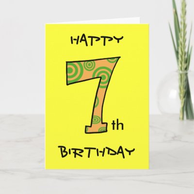 Happy 7th birthday greeting cards. The background color