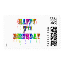 Happy 7th Birthday Circus Design Postage Stamps