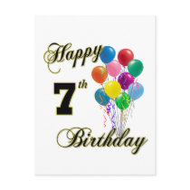 Happy 7th Birthday Post Cards and Birthday Cards