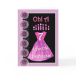 Happy 7th Birthday Princess - Pink Dress & Candles Cards