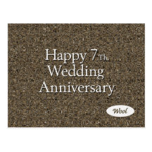Happy 7th. Wedding Anniversary Wool Post Card