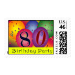 Happy 80th birthday balloon stamps
