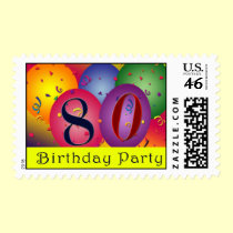 Happy 80th birthday balloon stamps stamps