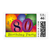 Happy 80th birthday balloon stamps