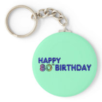 Happy 80th Birthday Gifts and Birthday Apparel Keychain