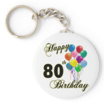 Happy 80th Birthday Gifts and Birthday Apparel Key Chain