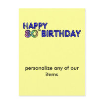 Happy 80th Birthday Gifts and Birthday Apparel Postcard