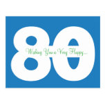 Happy 80th Birthday Milestone Postcards - in Blue