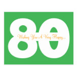 Happy 80th Birthday Milestone Postcards - in Green