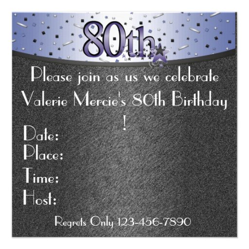 Happy 80th Birthday Party Invitation For Him