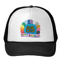 Happy 85th Birthday with Balloons Mesh Hat