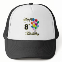 Happy 8th Birthday Caps and Baseball Hats