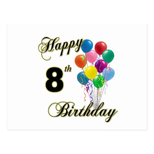 Happy 8th Birthday Post Cards and Birthday Cards Postcard | Zazzle
