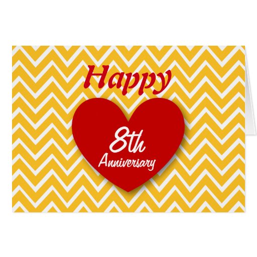 Happy 8th Wedding Anniversary Gold Chevrons B08 Greeting Card | Zazzle