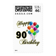 Happy 90th Birthday Gifts and Birthday Apparel Postage Stamp