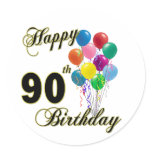 Happy 90th Birthday Gifts and Birthday Apparel Stickers