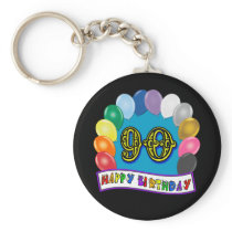 Happy 90th Birthday with Balloons Key Chain