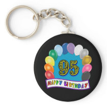 Happy 95th Birthday with Balloons Key Chains