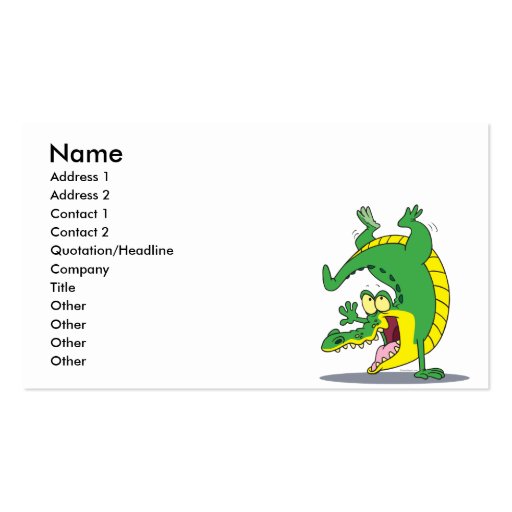 happy alligator crocodile cartoon dancing business card template (front side)