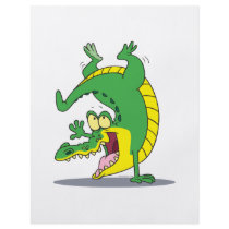 happy alligator crocodile cartoon dancing flyer design