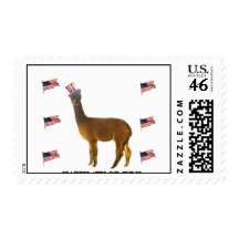 Happy Alpaca 4th of July Postage Stamps